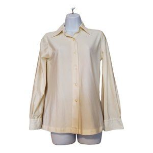Nordstrom Womens 11/12 Button Up Beige Long Sleeved Blouse Soft